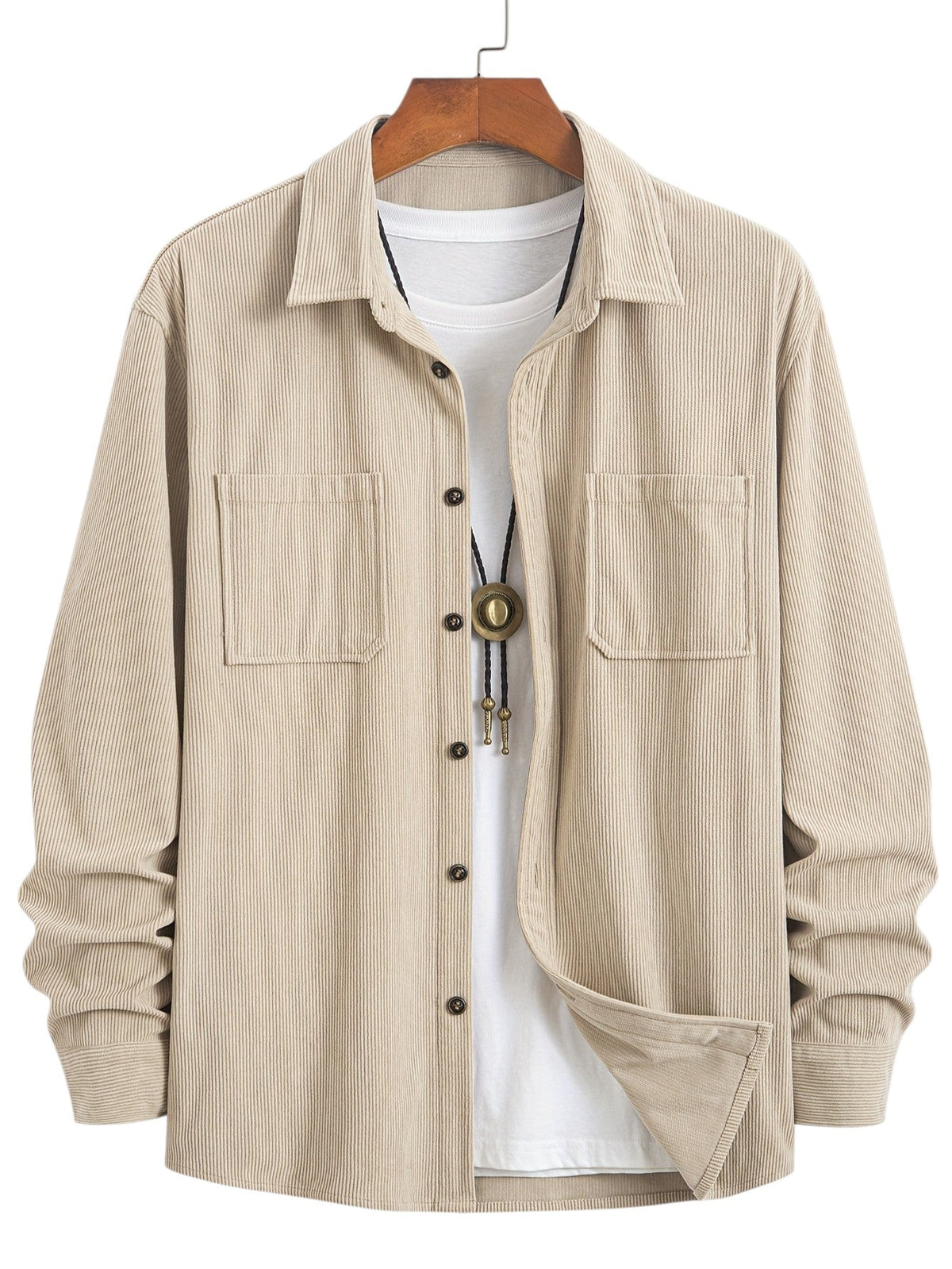 Heren Textuur Overhemd met Knopen | Casual Slim Overshirt