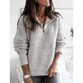 Dames Warme Gebreide Half Zip Trui | Comfortabele Winterpullover