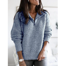 Dames Warme Gebreide Half Zip Trui | Comfortabele Winterpullover
