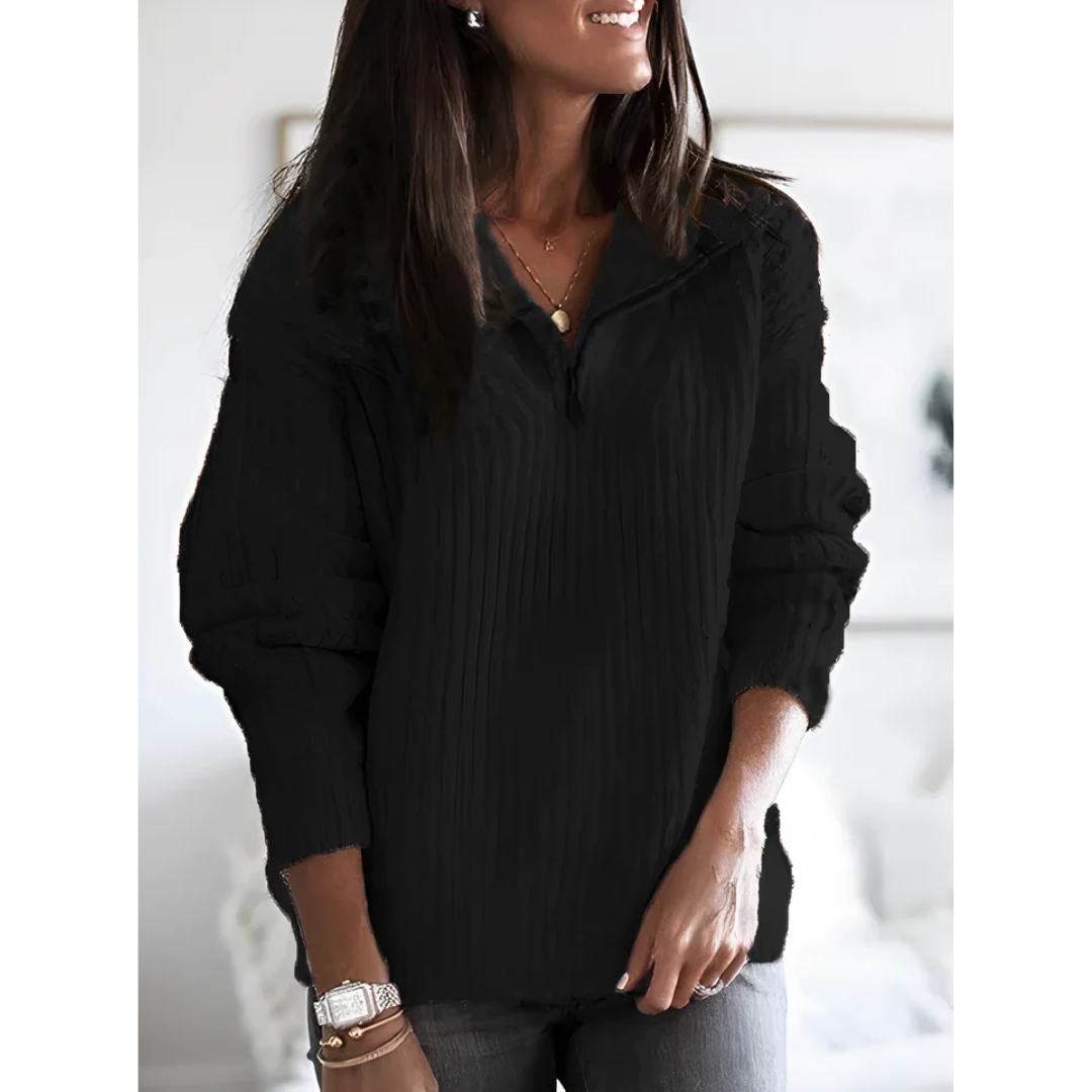 Dames Warme Gebreide Half Zip Trui | Comfortabele Winterpullover