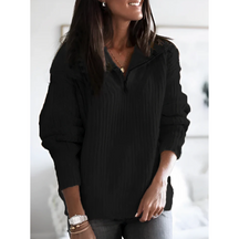Dames Warme Gebreide Half Zip Trui | Comfortabele Winterpullover
