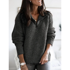 Dames Warme Gebreide Half Zip Trui | Comfortabele Winterpullover