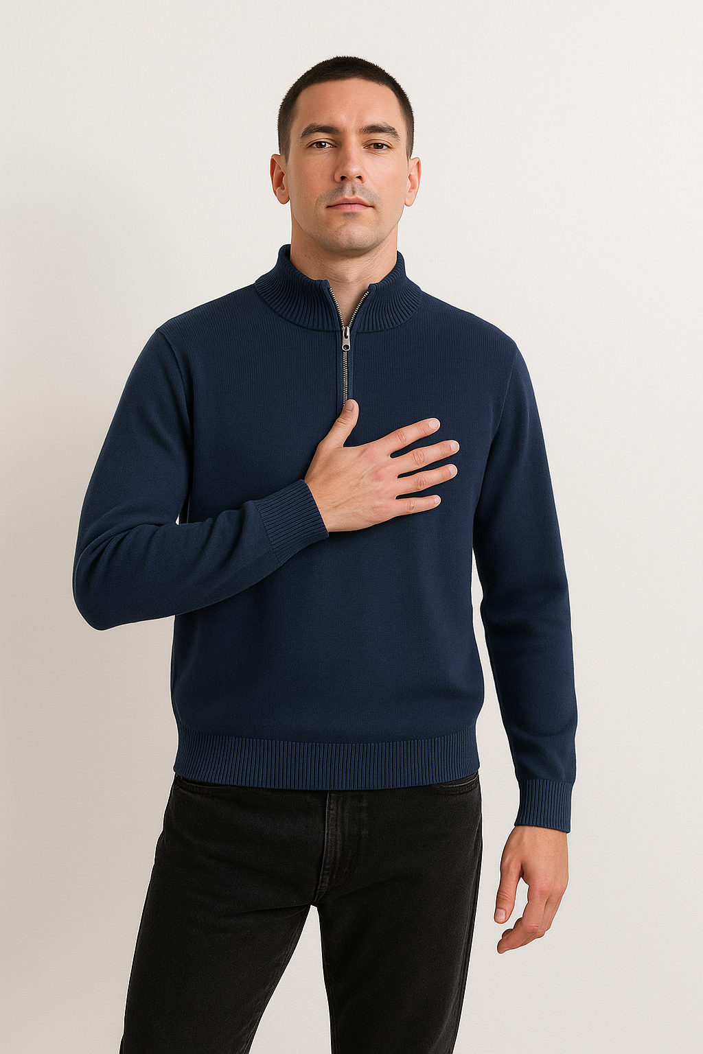 Heren Moderne Half Zip Trui | Stijlvolle Pullover
