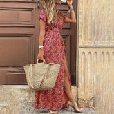 Isabella - Luxe Jurk met V-hals en Bloemenpatroon