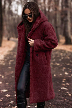 Dames Sherpa Stijl Lange Mantel | Warm & Stijlvol