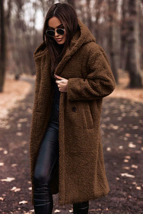 Dames Sherpa Stijl Lange Mantel | Warm & Stijlvol