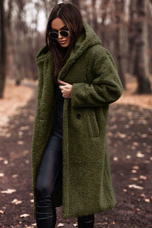 Dames Sherpa Stijl Lange Mantel | Warm & Stijlvol