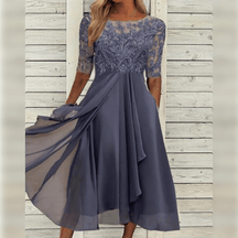 Sophie - Dames Chiffon Jurk met Kant en Elegante Details