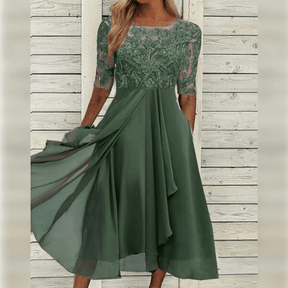 Sophie - Dames Chiffon Jurk met Kant en Elegante Details