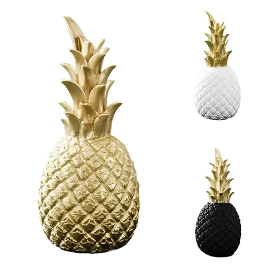 GoldenPine - Luxe Decoratieve Ananas Beeld met Gouden Bladeren