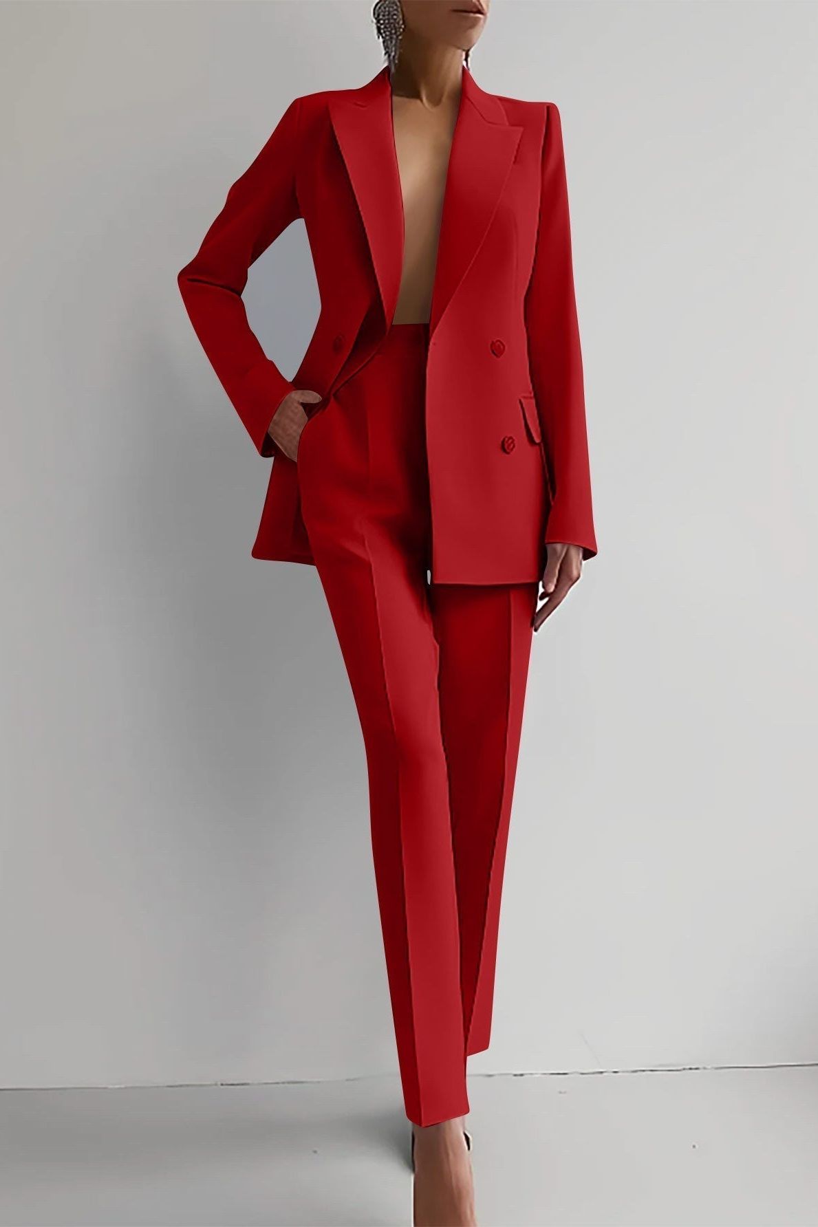 Dames Double-Breasted Blazer en Broek Set | Formele Pak