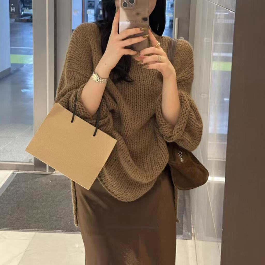 Dames Oversized Off-Shoulder Trui | Chunky Knit Lange Mouw