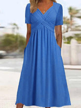 Elisa - Comfortabele Maxi Jurk met V-hals en Korte Mouwen