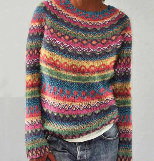 Dames Gebreide Wintertrui | Gestreept & Warm