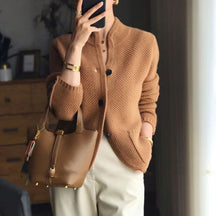 Dames Relaxed Fit Cardigan met Knopen | Wafelstructuur