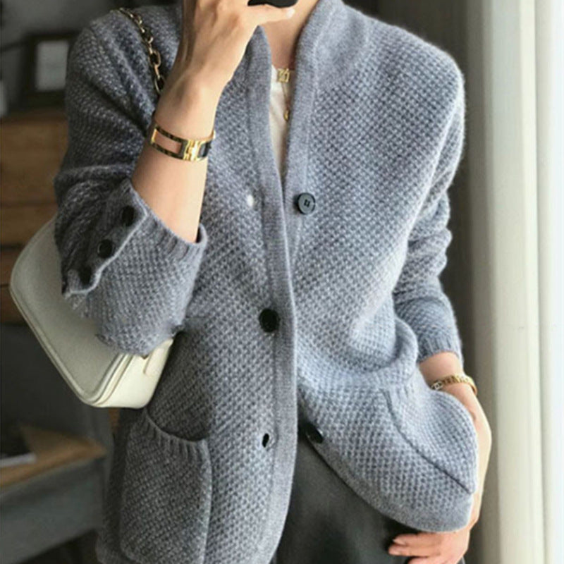 Dames Relaxed Fit Cardigan met Knopen | Wafelstructuur