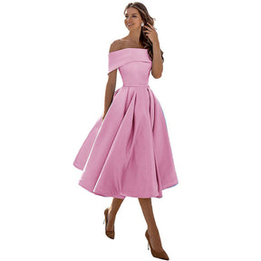 Aurelia - Elegante Off-Shoulder Cocktailjurk met Uitlopende Rok
