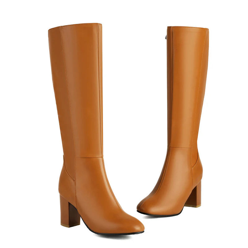 Dames Lange Laarzen met Puntneus en Hoge Hak | Kniehoge Elegante Dress Laarzen
