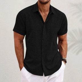 Alain - Heren Linnen Korte Mouwen Casual Shirt