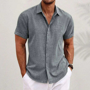 Alain - Heren Linnen Korte Mouwen Casual Shirt