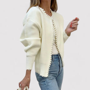 Luna - Elegante Gebreide Cardigan met Parels