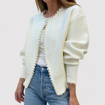 Luna - Elegante Gebreide Cardigan met Parels