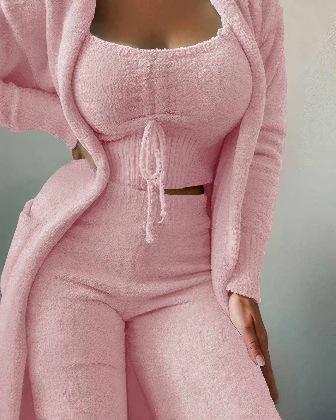 Ruby - Dames Drie-delige Nepbont Fluffy Warme Pyjama Set