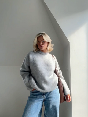 Dames Oversized Pullover Trui | Comfortabele Ronde Hals Gebreide Top