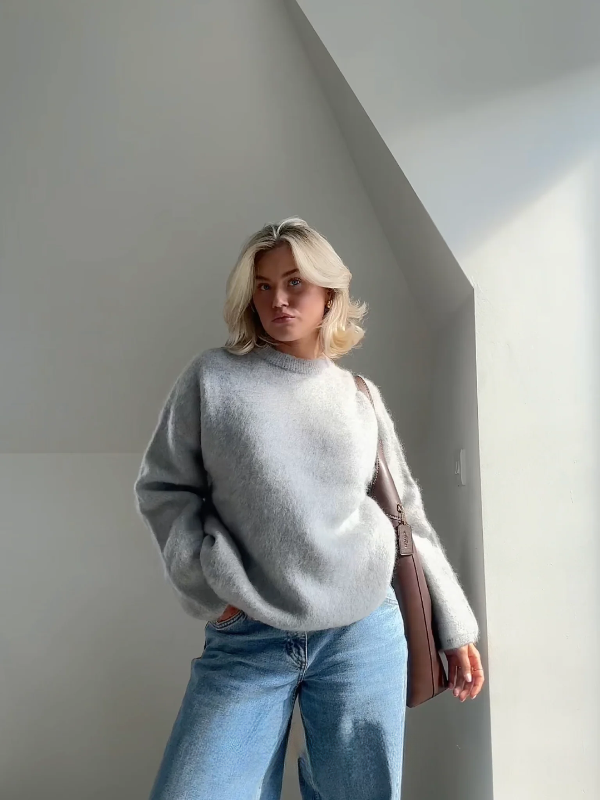 Dames Oversized Pullover Trui | Comfortabele Ronde Hals Gebreide Top