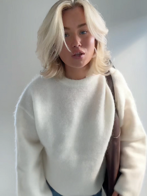 Dames Oversized Pullover Trui | Comfortabele Ronde Hals Gebreide Top