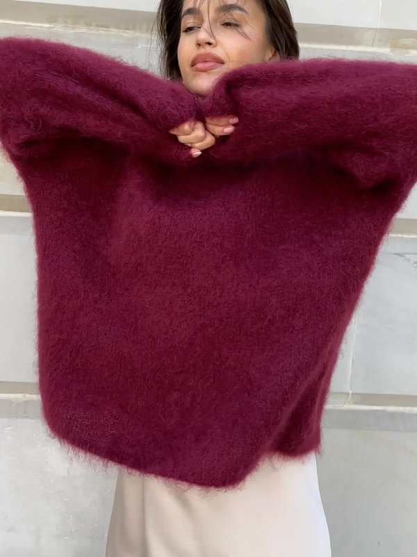Dames Oversized Pullover Trui | Comfortabele Ronde Hals Gebreide Top