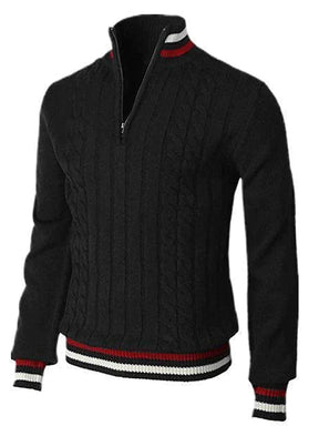 Heren Witte Gebreide Zip Trui | Slim Pasvorm