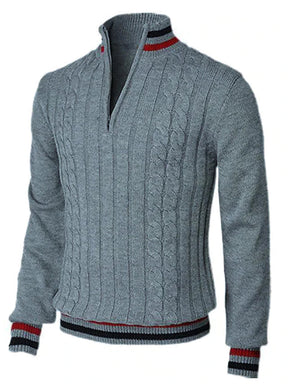 Heren Witte Gebreide Zip Trui | Slim Pasvorm