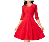 Emma – Elegante Midi-Jurk met Kantmouwen & Flatterende Pasvorm