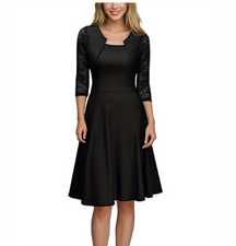 Emma – Elegante Midi-Jurk met Kantmouwen & Flatterende Pasvorm