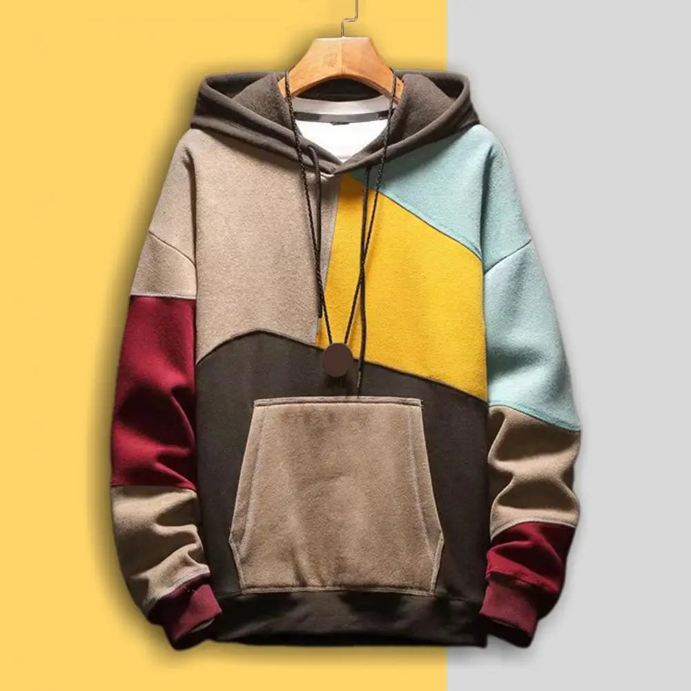 Heren Winter Hoodie met Kleurenblokken | Warme & Casual streetwear-trui