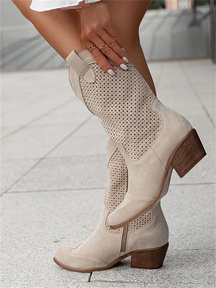 Dames Western Laarzen tot halverwege de Kuit Cowboystijl | met Geperforeerd Ontwerp