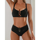 Ruby - Zwarte High-Waist Bikini met Gouden Gesp