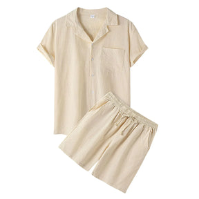 Milan - Casual Linnen Kleding Set met Knoopsluiting en Shorts