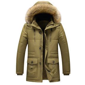 Heren Warme Geïsoleerde Winterparka Dikke Jas | Capuchon en Bontkraag