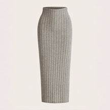 Charlotte – Elegante Geribbelde Midi Rok met Hoge Taille