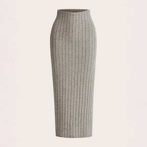 Charlotte – Elegante Geribbelde Midi Rok met Hoge Taille