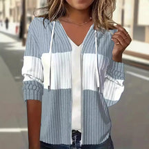 Dames Hoodie met Kleurenblokken en Gestreepte Rits | Losse Pasvorm & Comfortabel