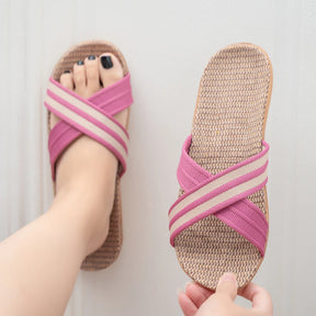Ella - Comfortabele Handgeweven Slippers met Kruisbanden