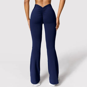 Mila – Flared Sportlegging met Scrunch Detail en Hoge Taille