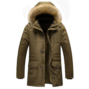 Heren Warme Geïsoleerde Winterparka Dikke Jas | Capuchon en Bontkraag