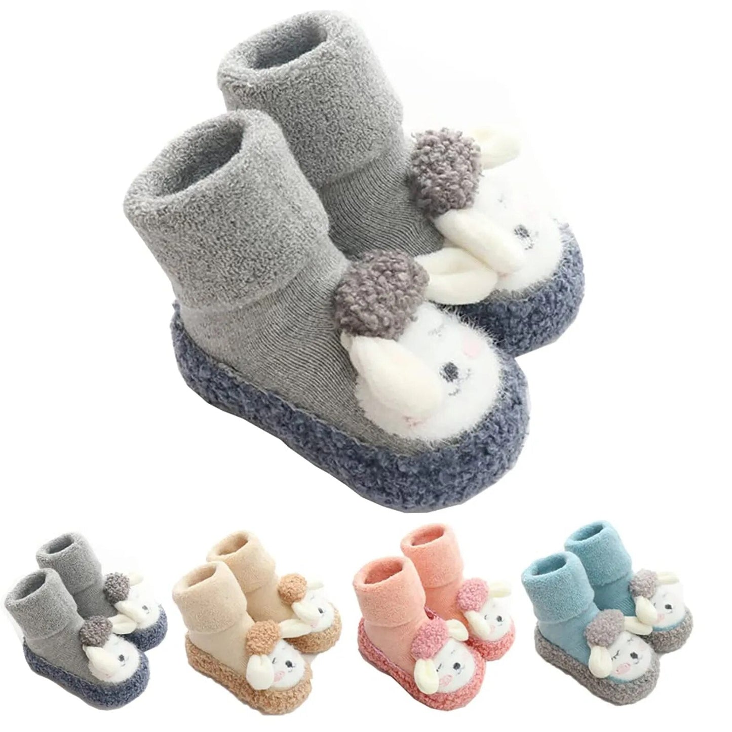 BunnyFeet - Warme Babyslofjes met Schattig Dierenontwerp en Antislip Zolen