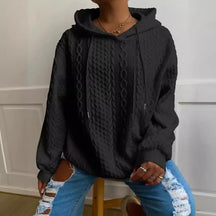 Dames Winter Hoodie met Lange Mouwen in Kabelbreisel | Losse Pasvorm