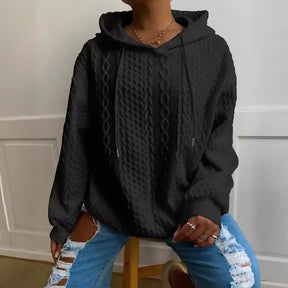 Dames Winter Hoodie met Lange Mouwen in Kabelbreisel | Losse Pasvorm