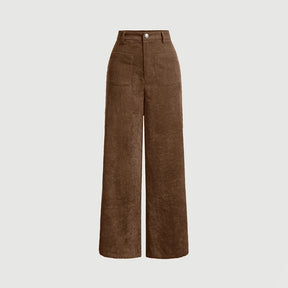 Clara – Trendy Wide-Leg Corduroy Broek met Hoge Taille